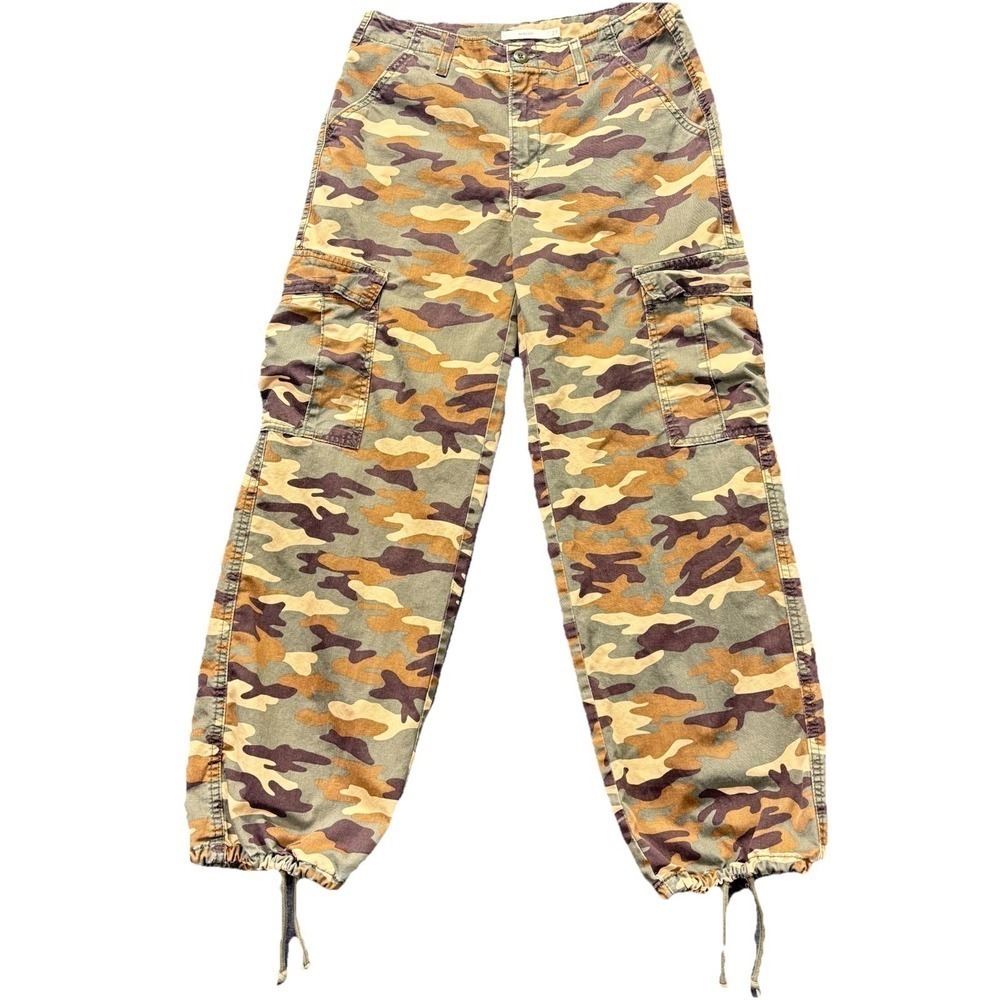 Levi's 94 Baggy Pants Womens 27 30x29 Camouflage Straight Leg Cargo Jeans Grunge